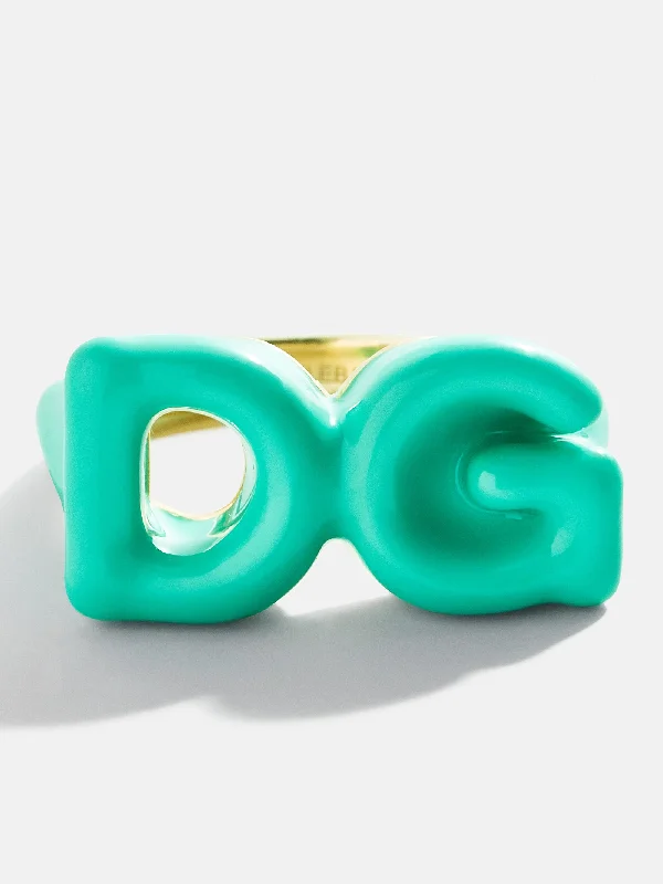 Double Initial Custom Block Ring - Turquoise