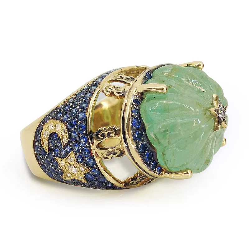 One-of-a-Kind Emerald Heaven + Earth Cocktail Ring