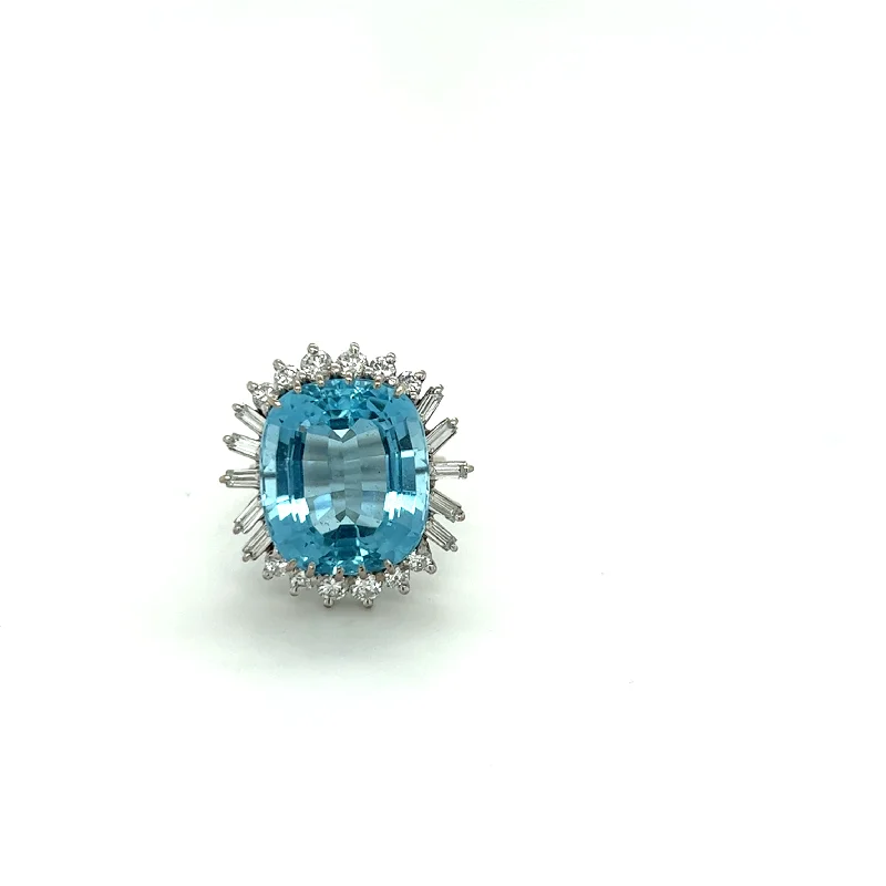 Estate Aquamarine + Diamond Cocktail Ring