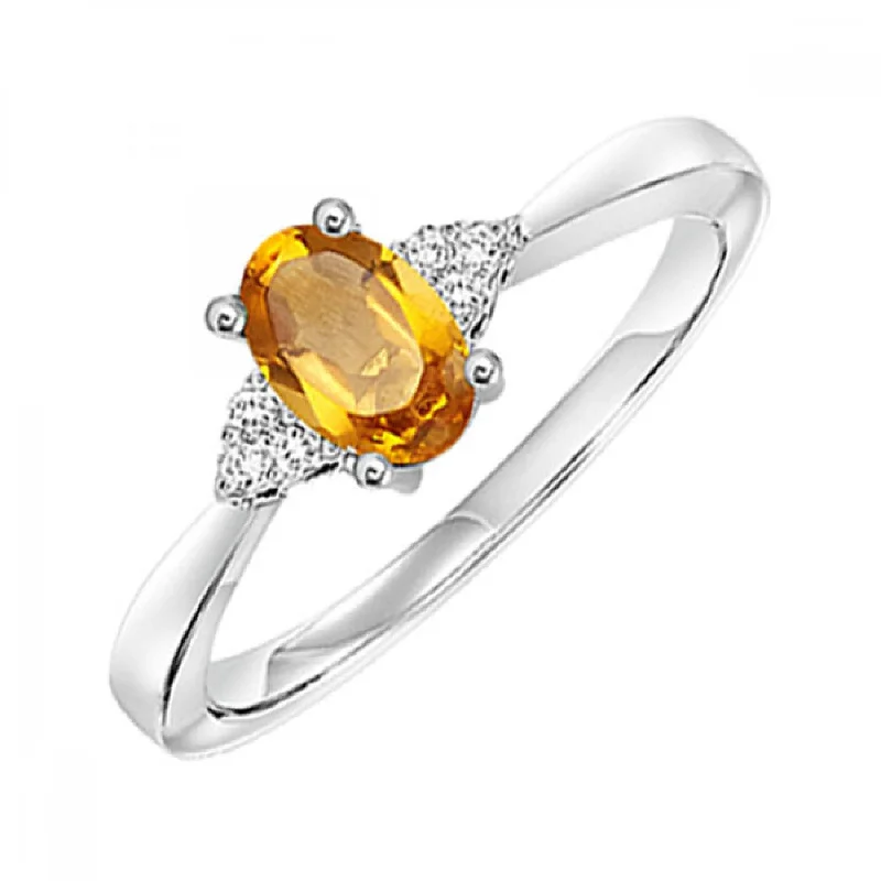 10KT White Gold Birthstone Ring - Citrine- November