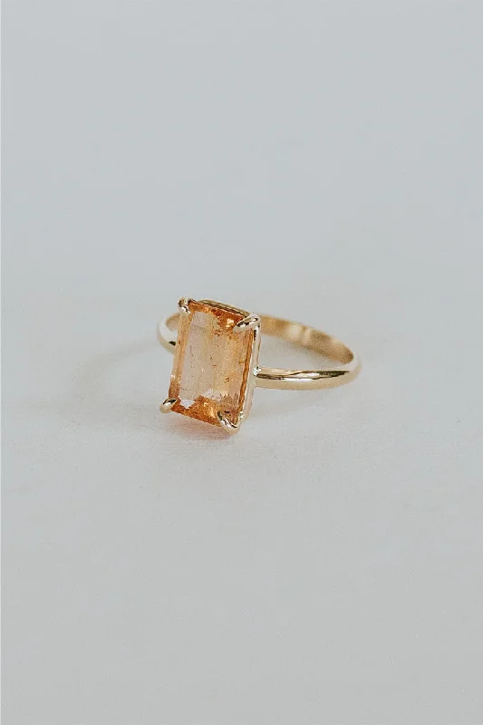 Prong Set Gemstone Ring - Imperial Topaz 14k