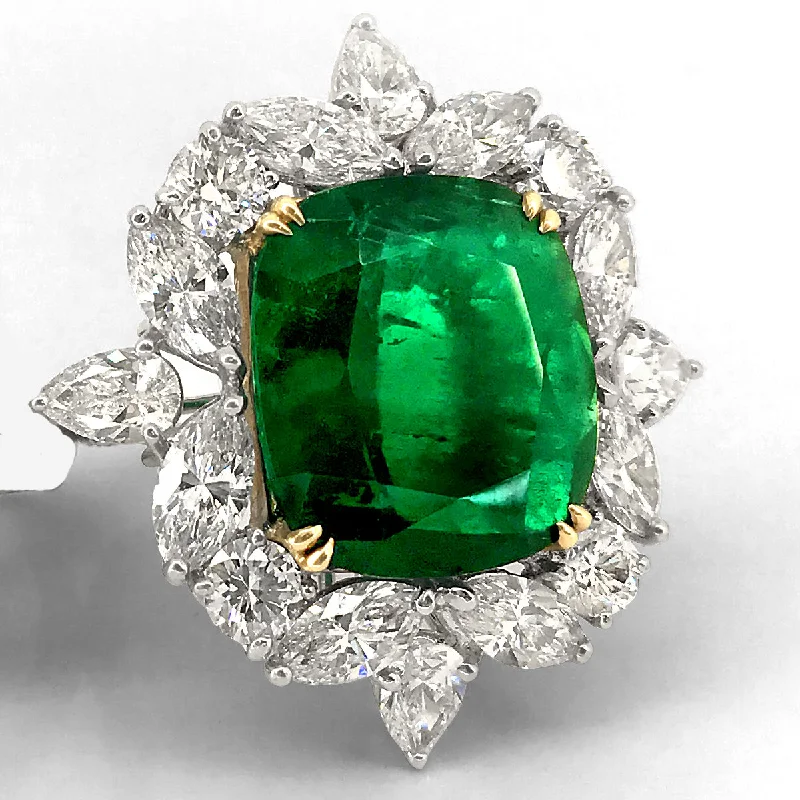 One-of-a-kind Platinum Emerald Cocktail Ring