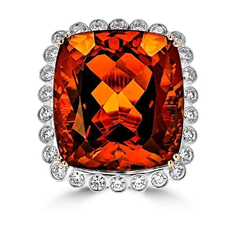 JULEVE 18KT 31.10 CT NATURAL MADEIRA CITRINE & 1.74 CTW DIAMOND RING