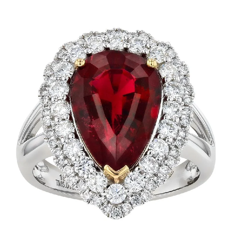 JULEVE 18KT 5.01 CT RUBELLITE & .91 CTW DIAMOND HALO RING