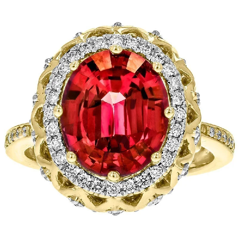 Juleve 18KT 5.30 CT Rhodolite Garnet & 1.11 CTW Diamond Halo Ring