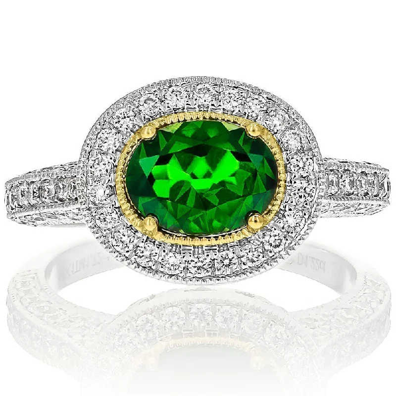 Juleve 18KT Gold 1.72 CT Chrome Diopside & 1.22 CTW Diamond Ring