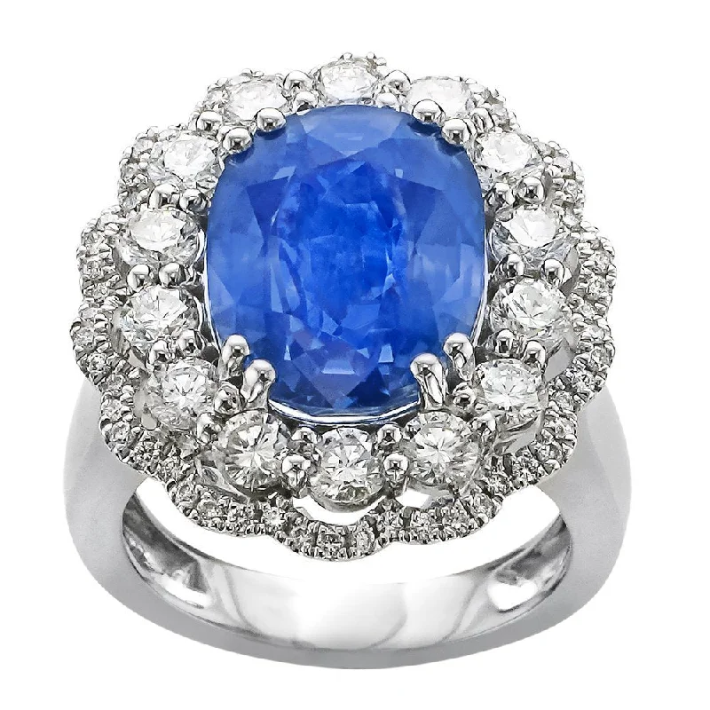 JULEVE 18KT GOLD 10.89 CT SAPPHIRE & 1.83 CTW DIAMOND RING