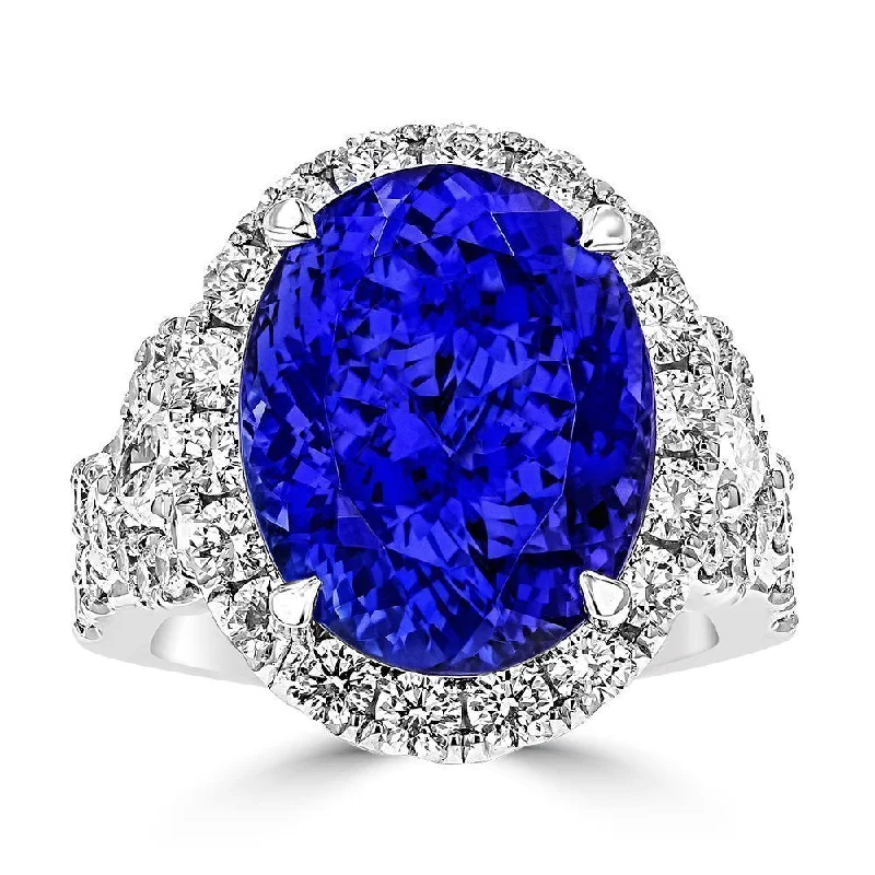 JULEVE 18KT GOLD 11.46 CT TANZANITE AND 2.99 CTW DIAMOND RING