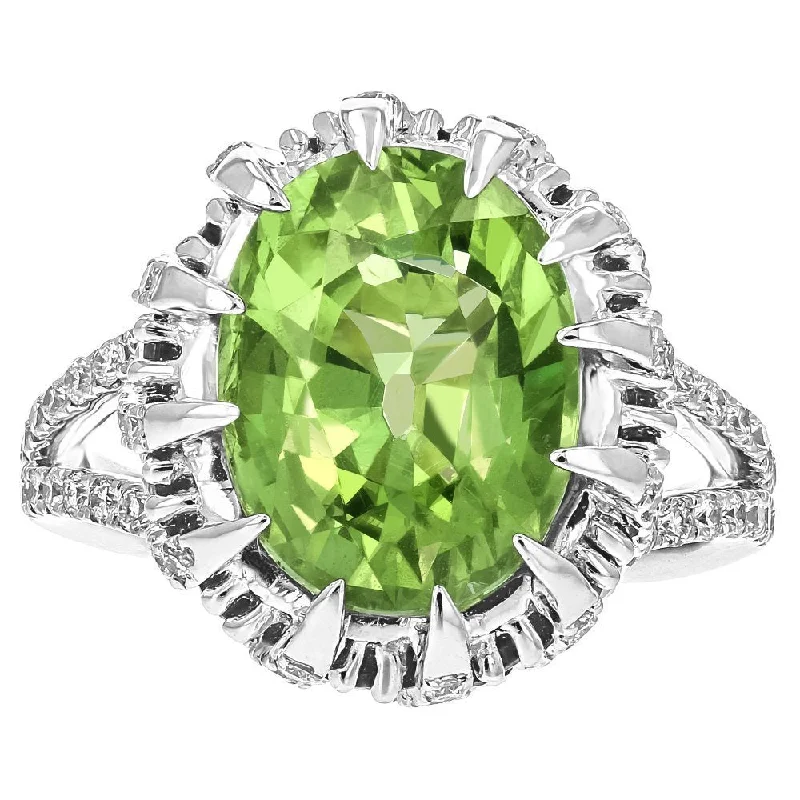 Juleve 18KT Gold 6.54 CT Oval Tsavorite & .99 CTW Diamond Ring