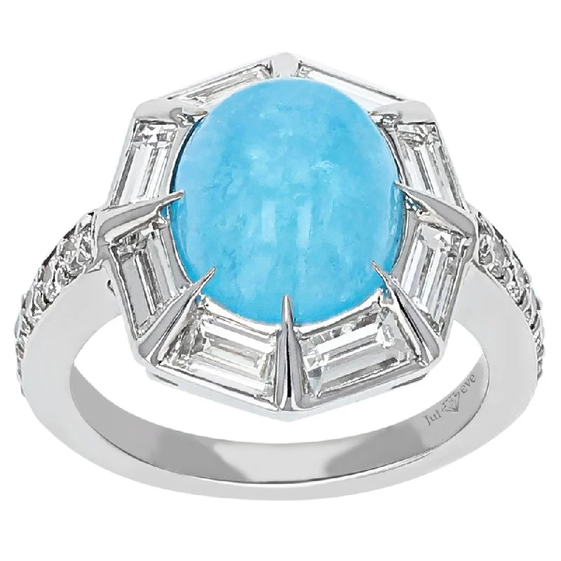 JULEVE 18KT GOLD HEMIMORPHITE & DDIAMOND RING