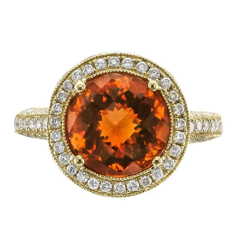 JULEVE 18KT YELLOW GOLD 4.26 CT CITRINE AND 1.15 CTW DIAMOND RING