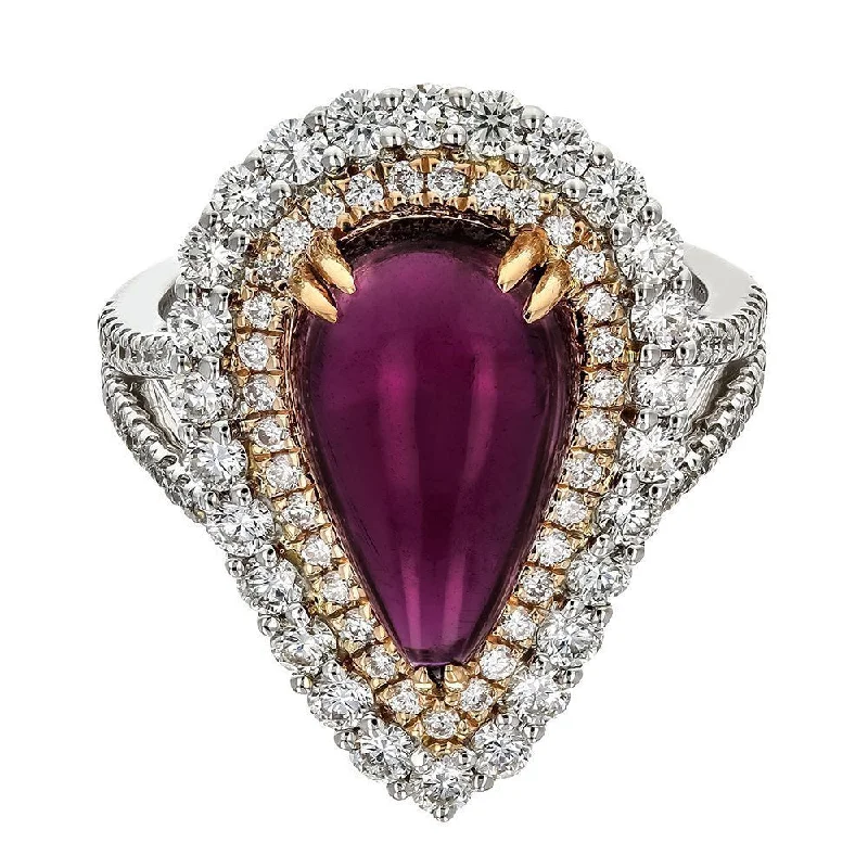 Juleve 18KT Two-Tone Gold 4.76 CT Rubellite & 1.34 CTW Diamond Ring