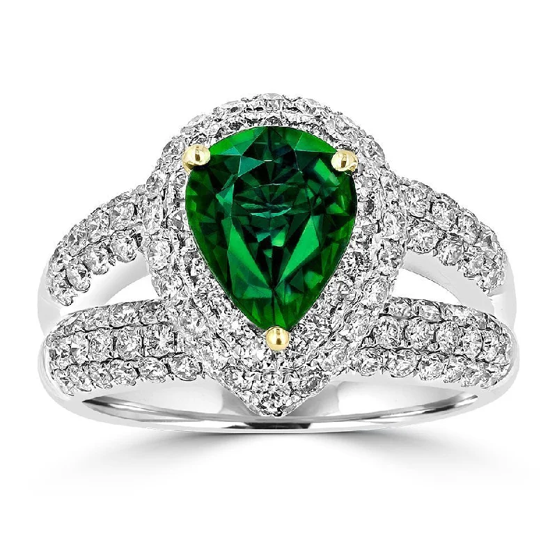 JULEVE 18KT WHITE GOLD CHROME TOURMALINE AND DIAMOND RING