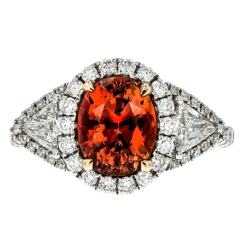 JULEVE 2.49 CT REDDISH ORANGE SAPPHIRE & .91 CTW DIAMOND RING