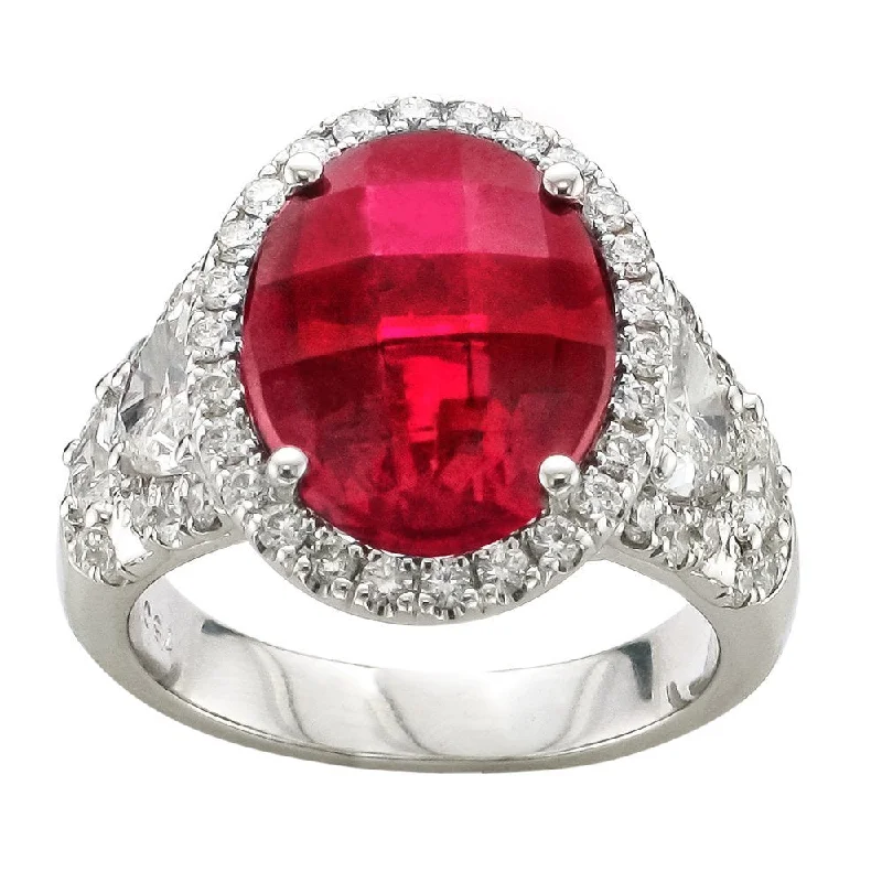 Juleve 5.71 CT Rubellite & 1.70 CTW Diamond Halo Ring