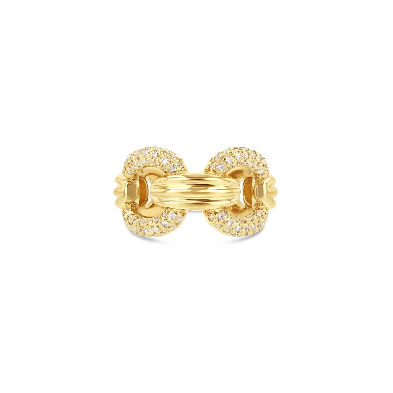 Link Column Ring with Diamonds