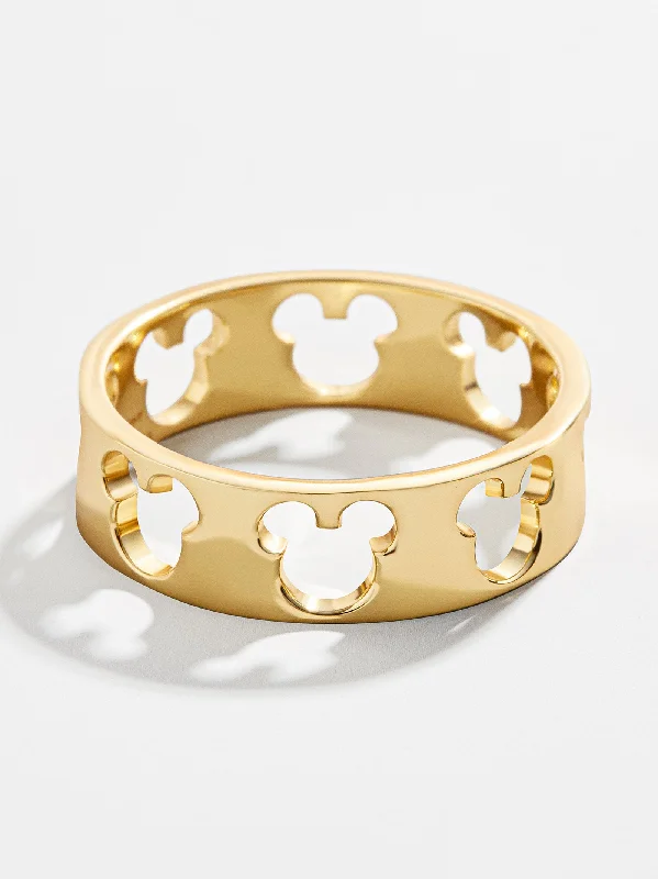 Mickey Mouse Outline 18K Gold Plated Sterling Silver Ring - Gold