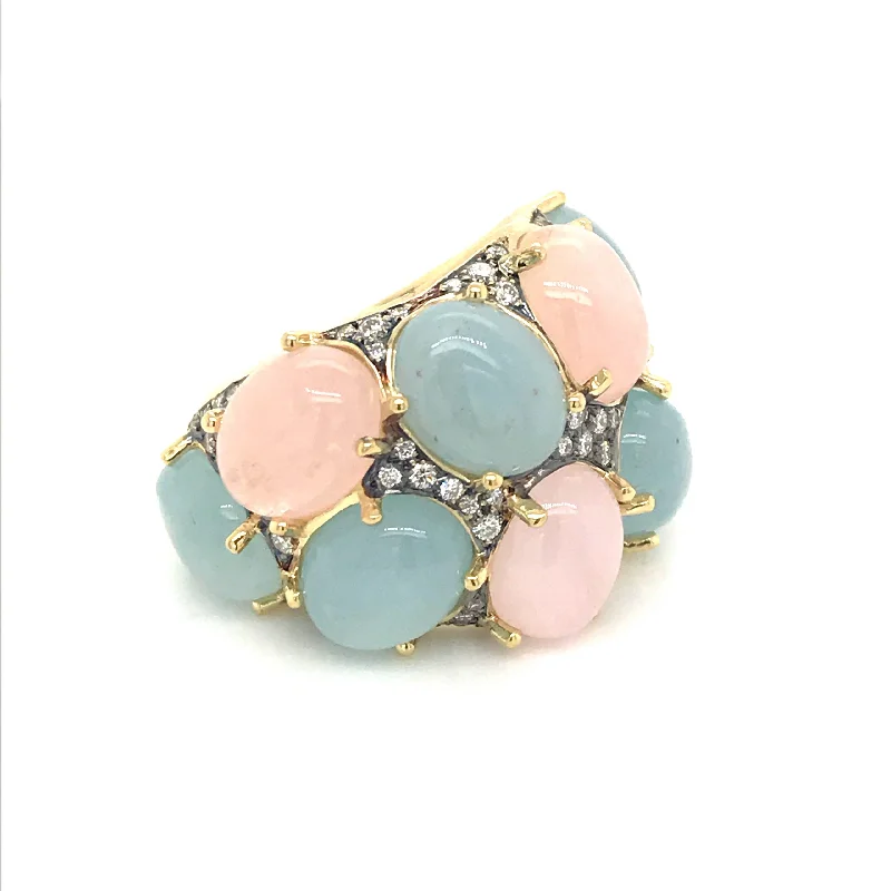 Pebble Aquamarine + Morganite Cocktail Ring