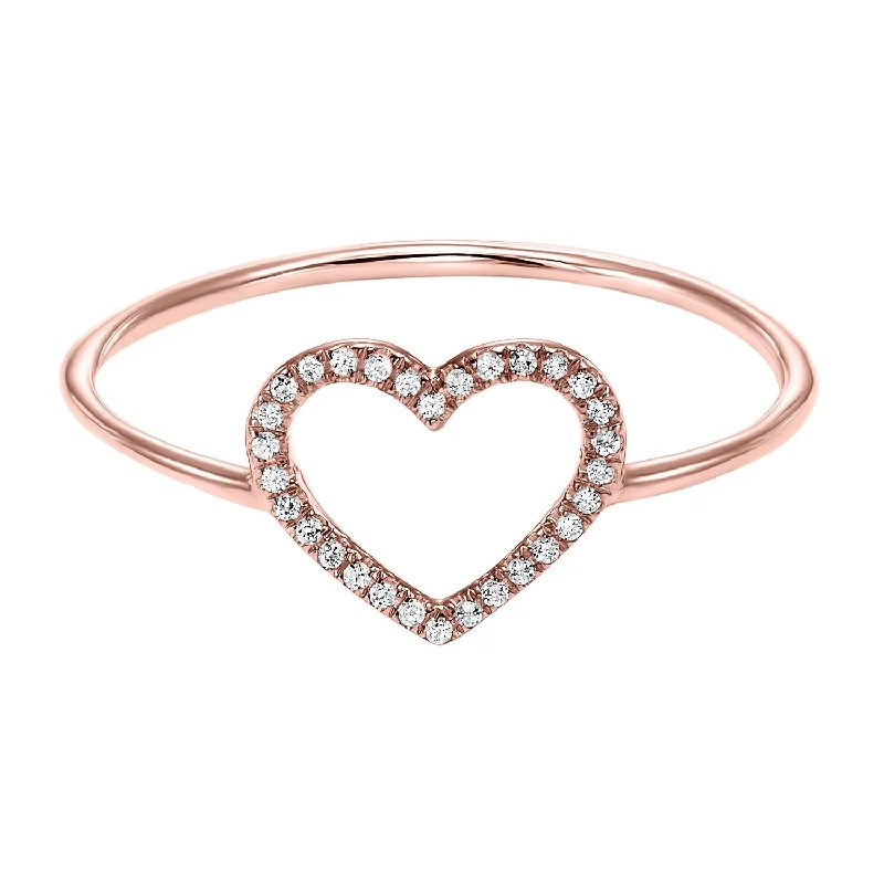 14K Rose Gold Open Heart Diamond Ring