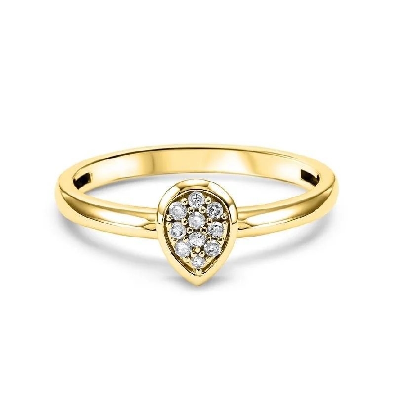 10K Yellow Gold Pear-Shaped Diamond Fashion Ring - 1/10 CTW