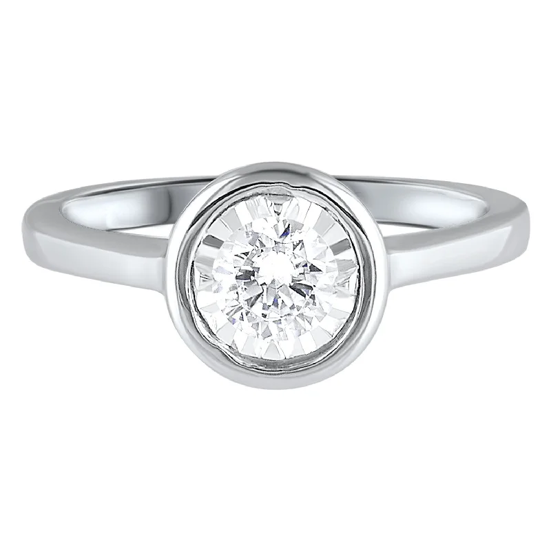 14K Bezel Set Diamond Solitaire Ring