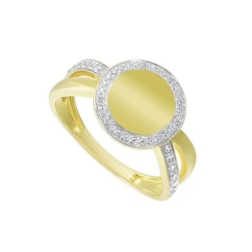 Diamond Medallion Signet Ring in 14k Yellow Gold (1/4ctw)