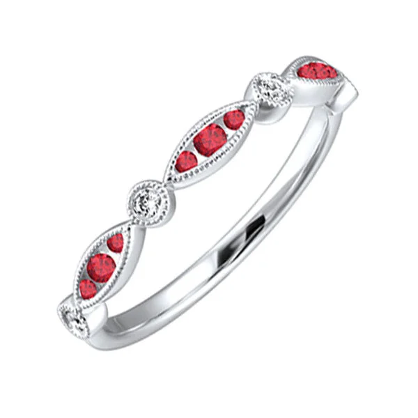 14KT WHITE GOLD DIAMOND (1/20CTW) & RUBY (1/5 CTW) RING