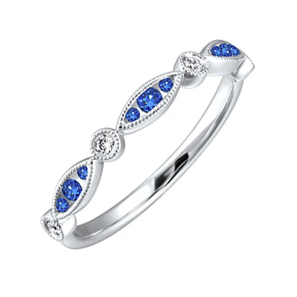 14KT WHITE GOLD DIAMOND (1/20CTW) & SAPPHIRE (1/5 CTW) RING