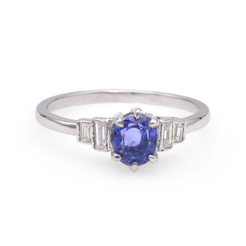 Sapphire Diamond White Gold Ring