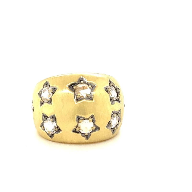 Wide Diamond Star Ring